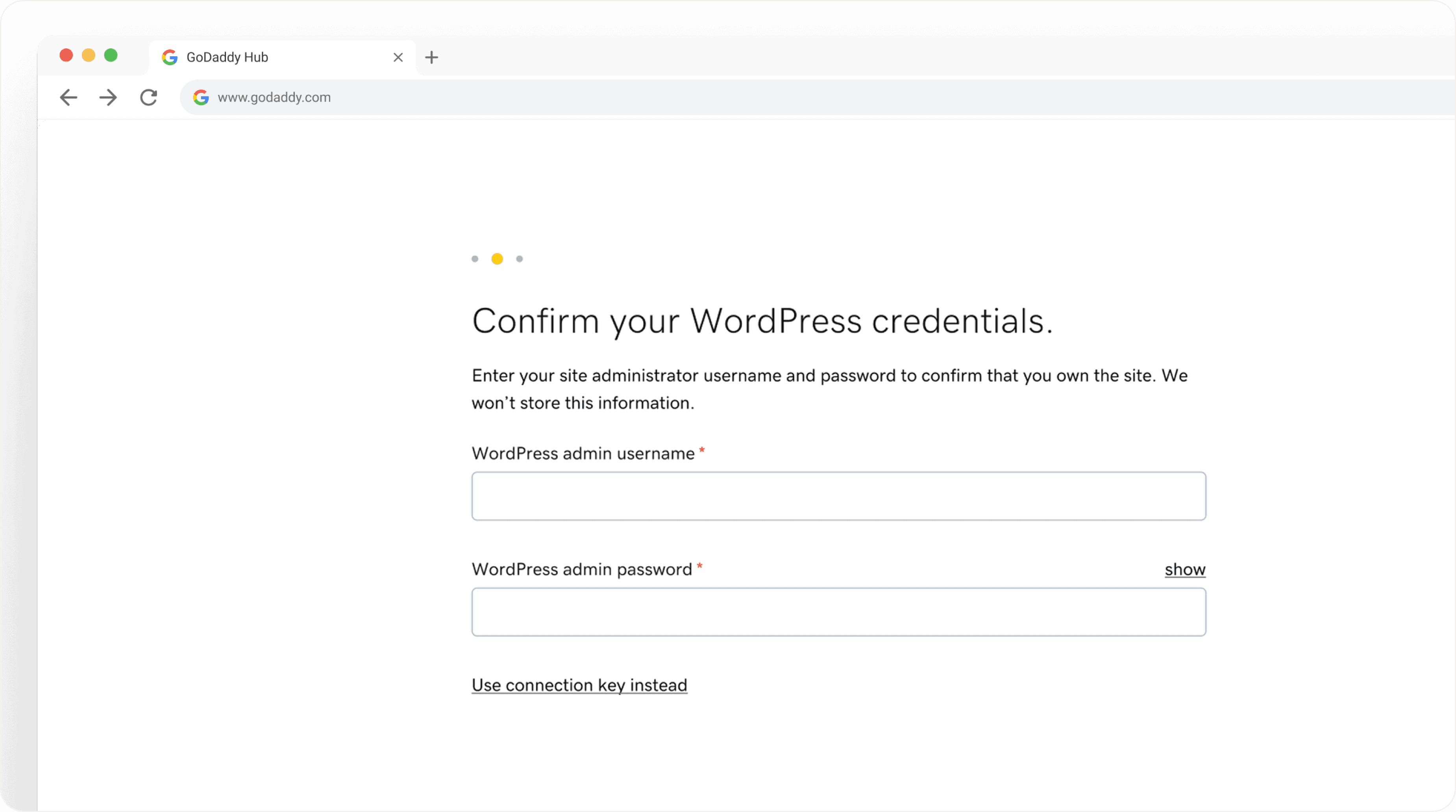 After: credentials treated as a step, with specific error states
