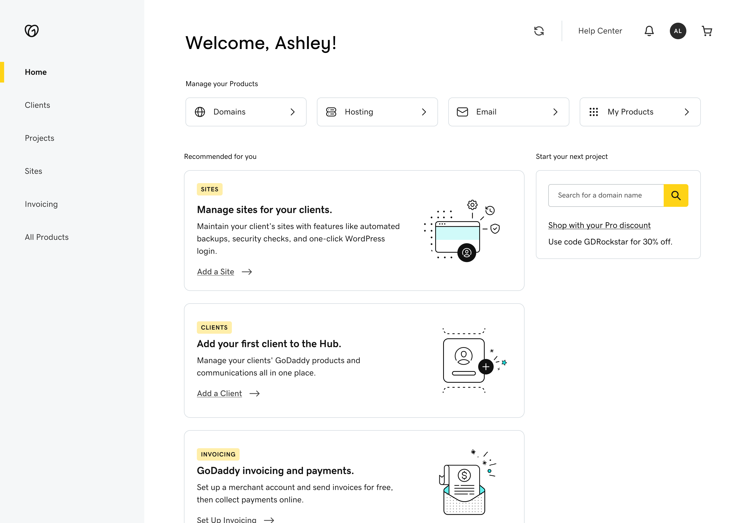 The Hub homepage after the redesign: a rebranded product experience running on the new theming technology.